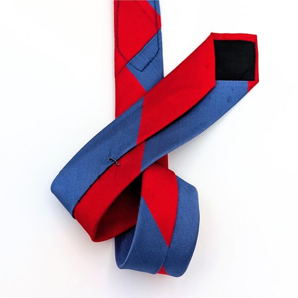 Vintage Countess Mara Tie Slubbed Silk Diagonal Stripe Shantung MCM Made in USA - Picture 4 of 8